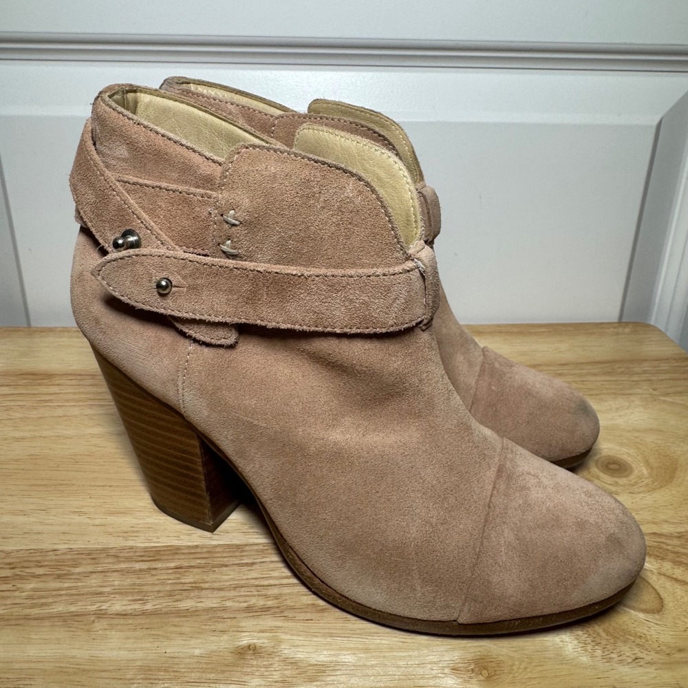 Rag & Bone Harrow Suede Ankle Boots Dusty Rose Pink 36.5 Made in Italy
